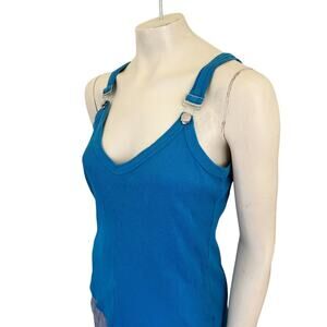 VTG EVIE Overall Rib Tank Top in Azure Blue  RARE style  90s Y2K  SZ L